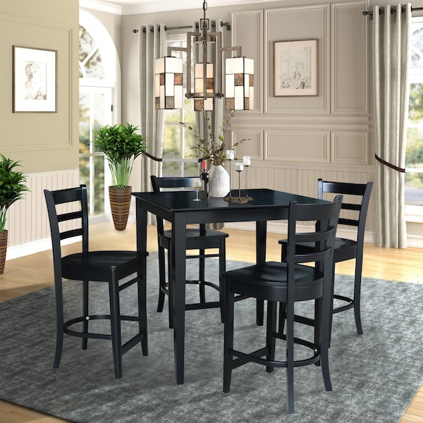 International Concepts 36 in. x 36 in. Counter Height Table with 4 Emily Counter Height Stools - 5 Piece Set K46-3636-S6172-4 - main